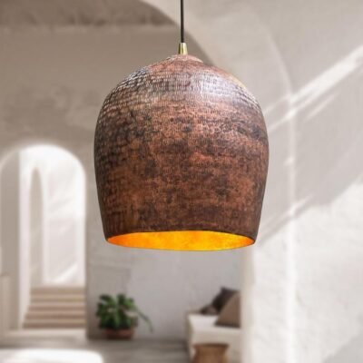 Handmade Hammered Copper Dome Pendant Light - Kitchen Island Lighting