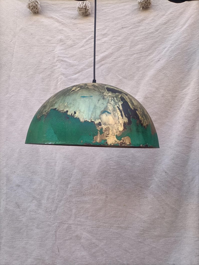 Green Patina Pendant Light , Patina Copper Kitchen Island Lighting