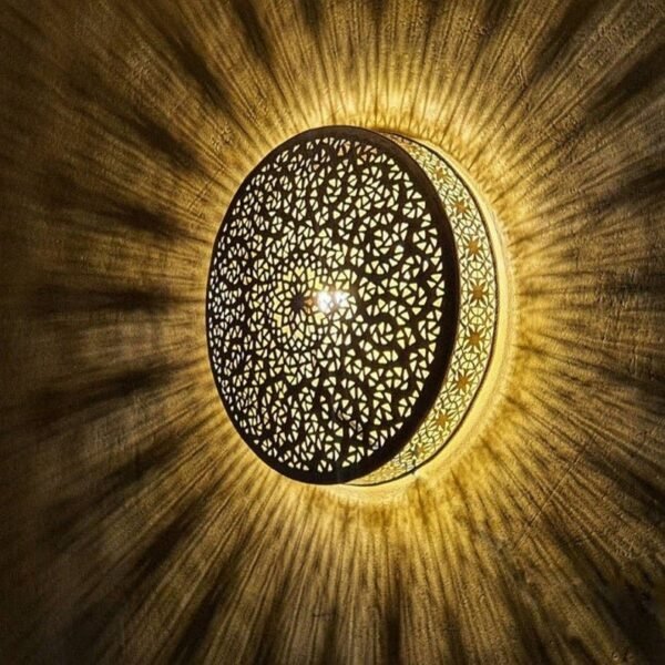 Sunburst Moroccan Wall Lamp Brass Shadow Sconce