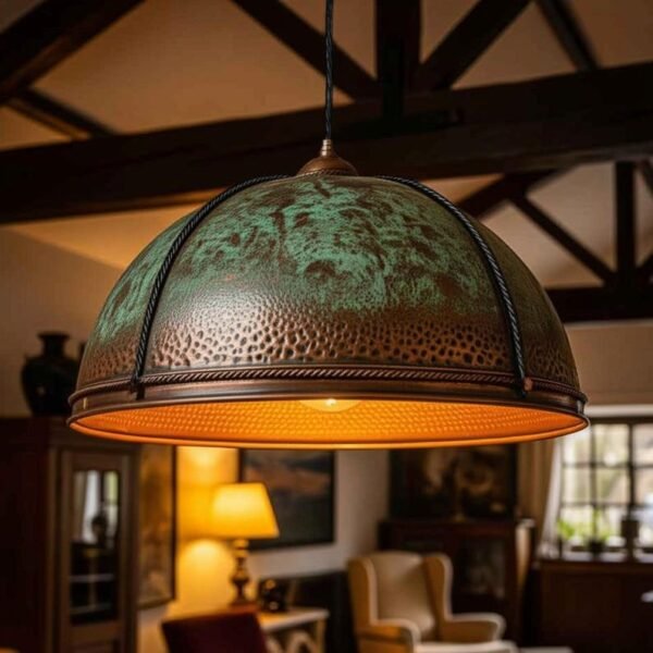 Lodge Verdigris Copper Dome Rustic Chandelier Pendant