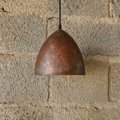 Rustic Luxury Bathroom with Moroccan Copper Pendant Light