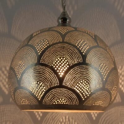 Bronze Pendant Light Fixture – Moroccan Brass Globe Ceiling Lamp, Handmade Hanging Lighting