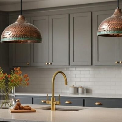 Handmade Hammered Copper Pendant Light, Moroccan Lighting, Rustic Chandelier