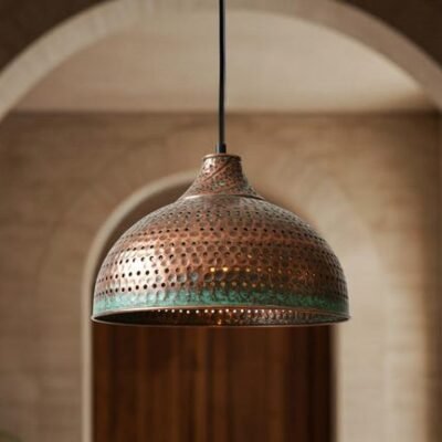 Handmade Hammered Copper Pendant Light, Moroccan Lighting, Rustic Chandelier