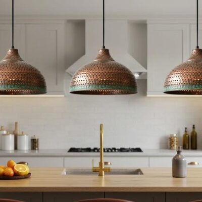 Handmade Hammered Copper Pendant Light, Moroccan Lighting, Rustic Chandelier