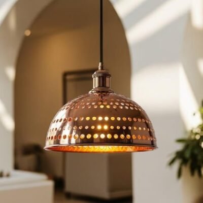 Perforated Copper Dome Pendant Modern Moroccan Ceiling Light