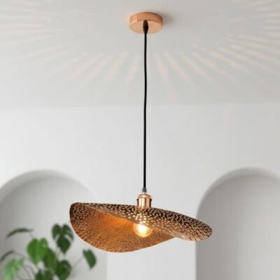 Hammered Copper Dome Pendant Light: Boho Kitchen Island Lighting