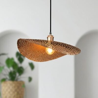 Hammered Copper Dome Pendant Light: Boho Kitchen Island Lighting