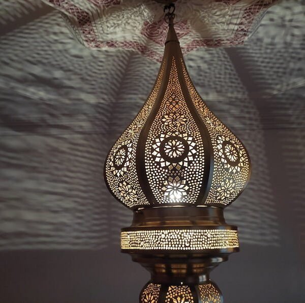 Handmade Moroccan Onion-Shaped Brass Chandelier