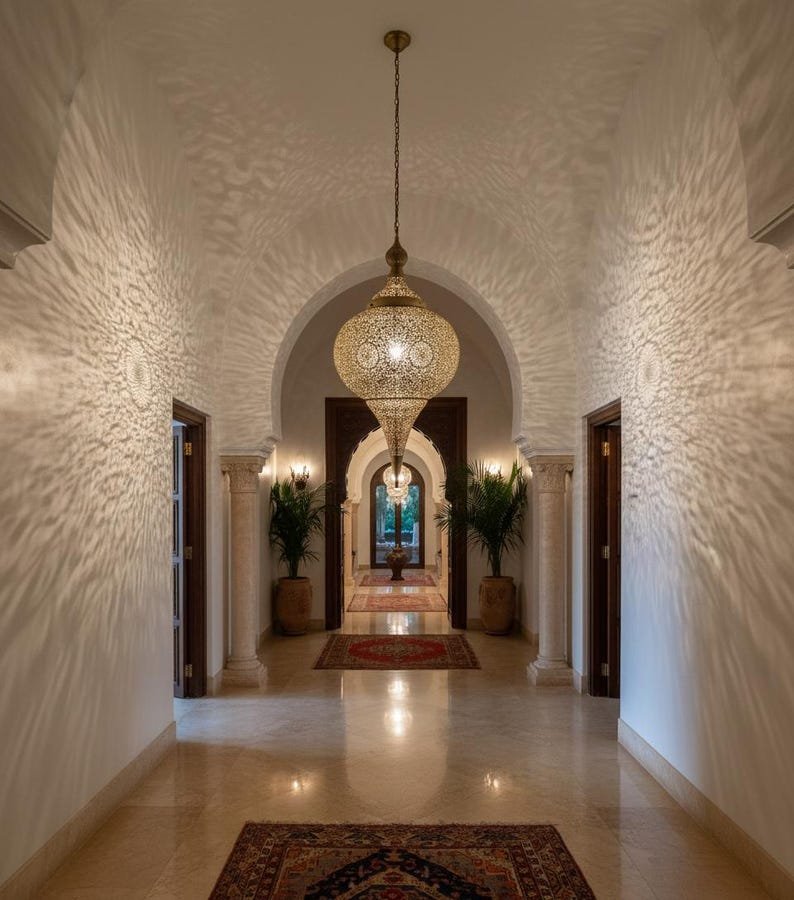 Handmade Moroccan Brass Pendant Light: Boho Ceiling Lamp