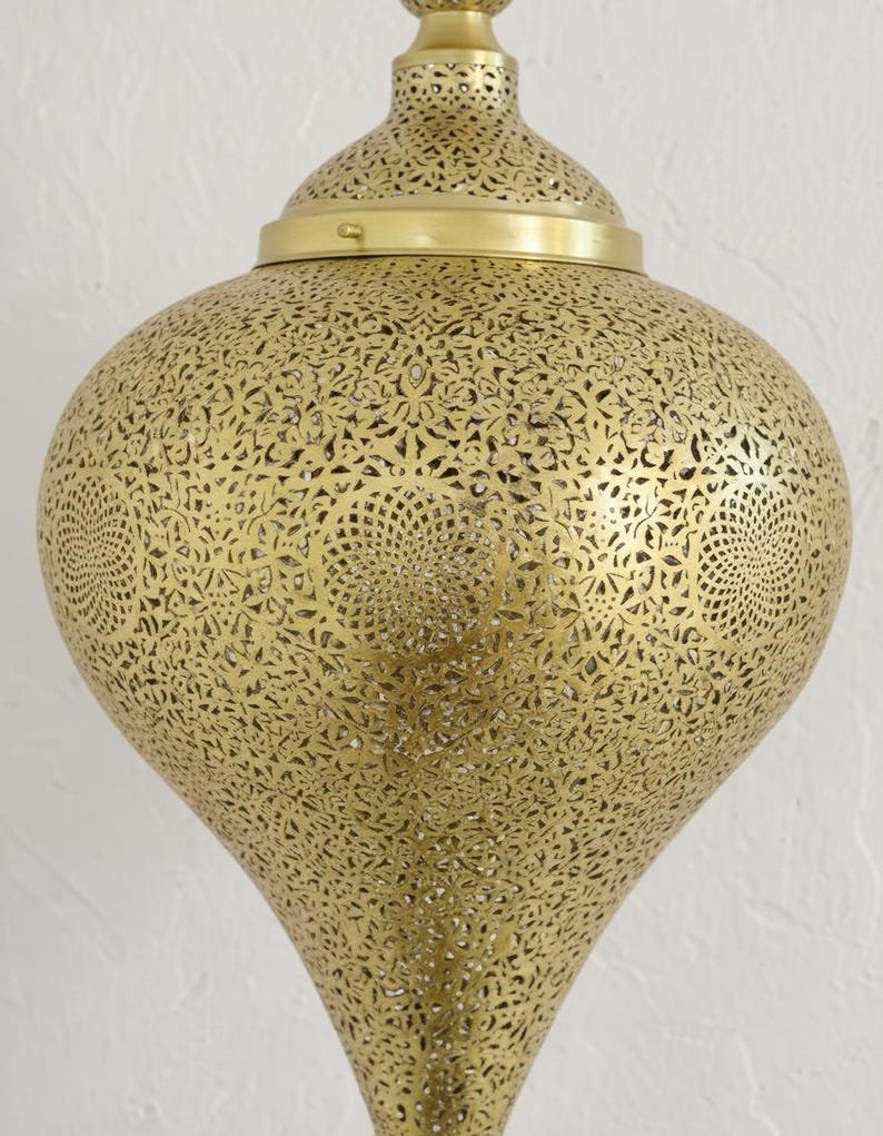 Handmade Moroccan Brass Pendant Light: Boho Ceiling Lamp