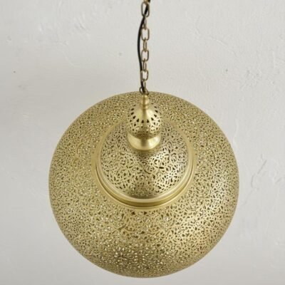 Handmade Moroccan Brass Pendant Light: Boho Ceiling Lamp