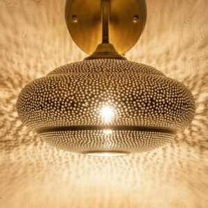 Round Moroccan Brass Shadow Wall Sconce