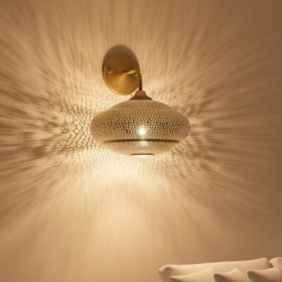 Handmade Moroccan Brass Wall Sconce: Boho Home Lighting