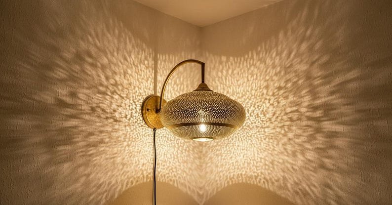 Round Moroccan Brass Shadow Wall Sconce