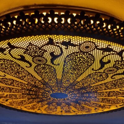 Hand-Engraved Brass Moroccan ceiling light : Boho Cut-Out Light