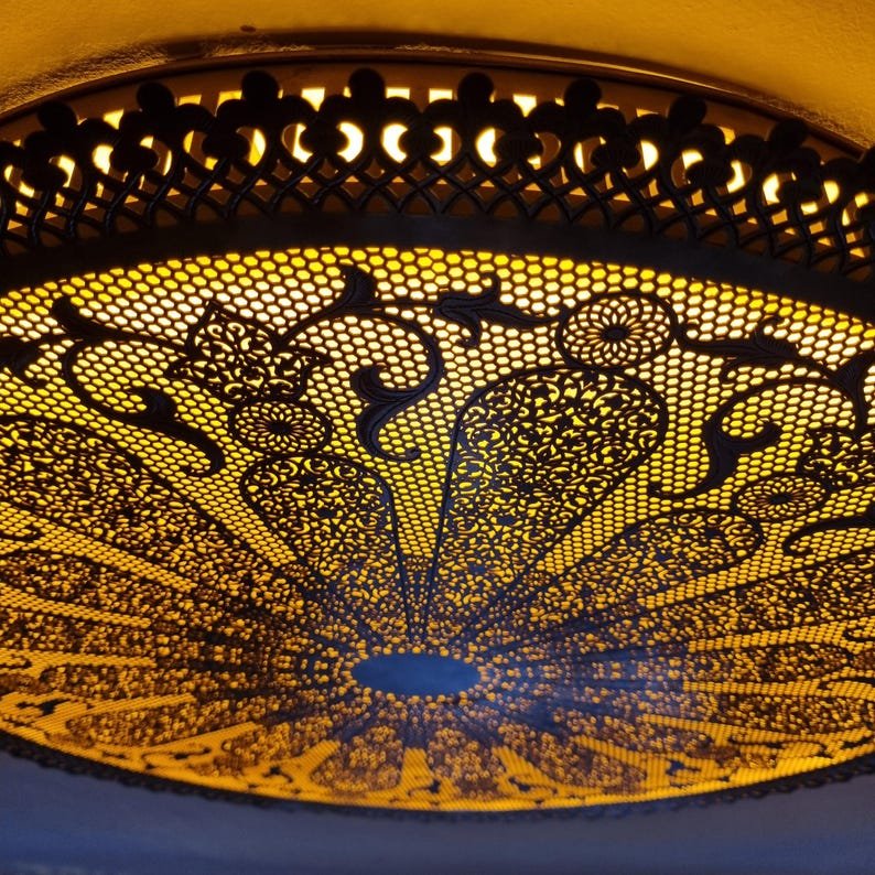 Hand-Engraved Brass Moroccan ceiling light : Boho Cut-Out Light