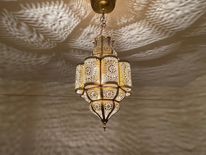Handmade Moroccan Brass Pendant Light - Decorative Ceiling Lamp