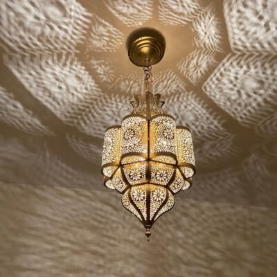 Handmade Moroccan Brass Pendant Light - Decorative Ceiling Lamp
