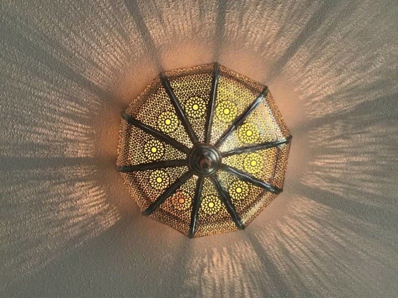 Moroccan Light Fixtures- Handmade Flush Ceiling Light, Simple Moroccan Ceiling lamp, Ceiling Light Fixture
