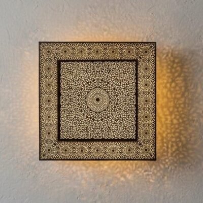 Set of 2 Square Moroccan Brass Shadow Wall Sconces