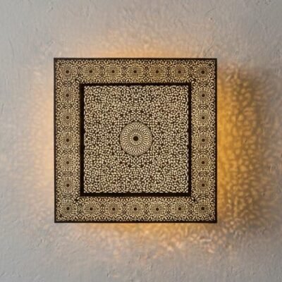 Handmade Moroccan Brass Wall Sconce, Geometric Light Fixture