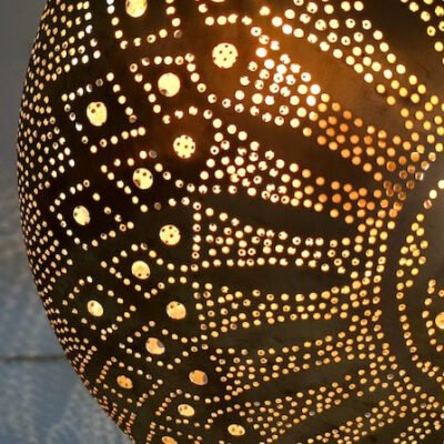 Moroccan Brass Pendant Light: Hammered Lantern with Intricate Shadow Pattern