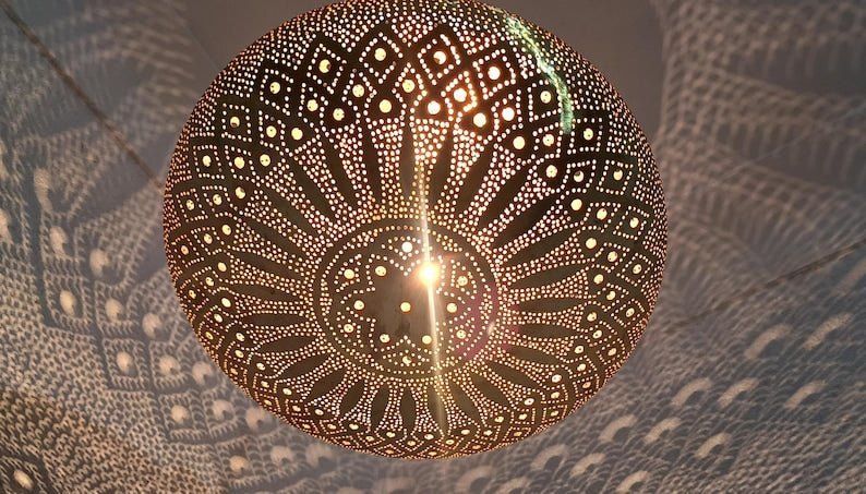 Moroccan Mandala Brass Disc Pendant Light