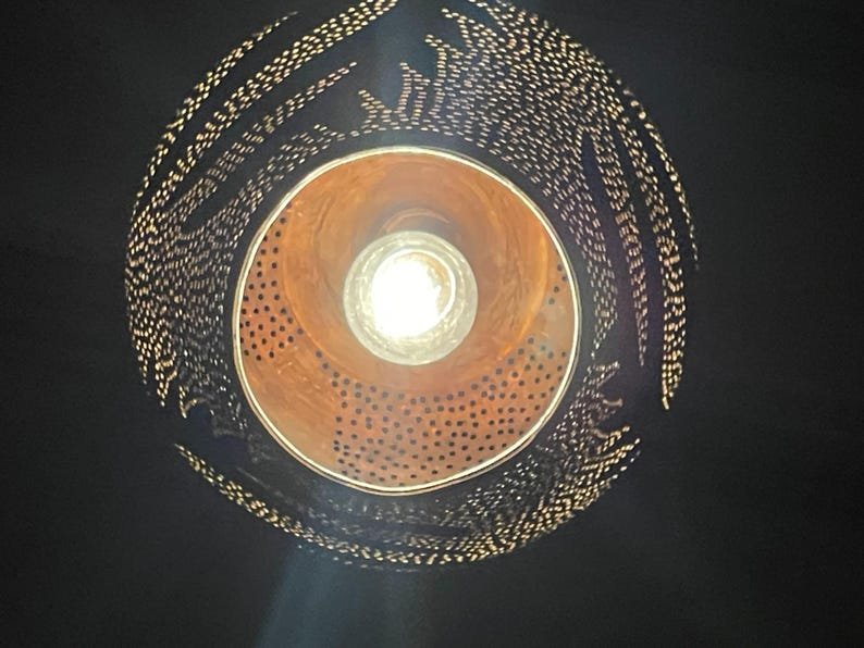 Handmade Moroccan Brass Pendant Light – Boho Hanging Chandelier, Brass Pendant Lighting, Moroccan Light Fixtures