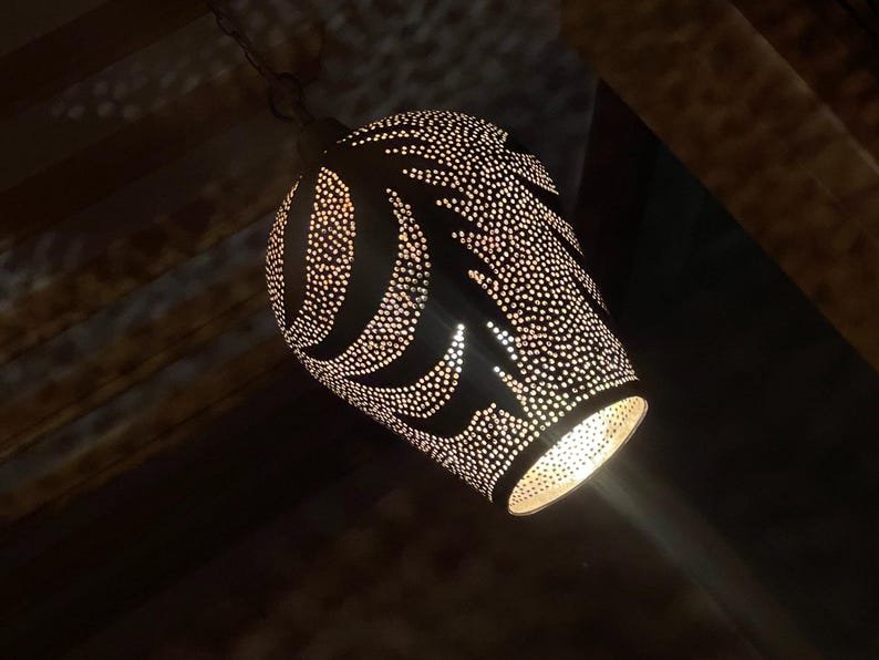 Handmade Moroccan Brass Pendant Light – Boho Hanging Chandelier, Brass Pendant Lighting, Moroccan Light Fixtures