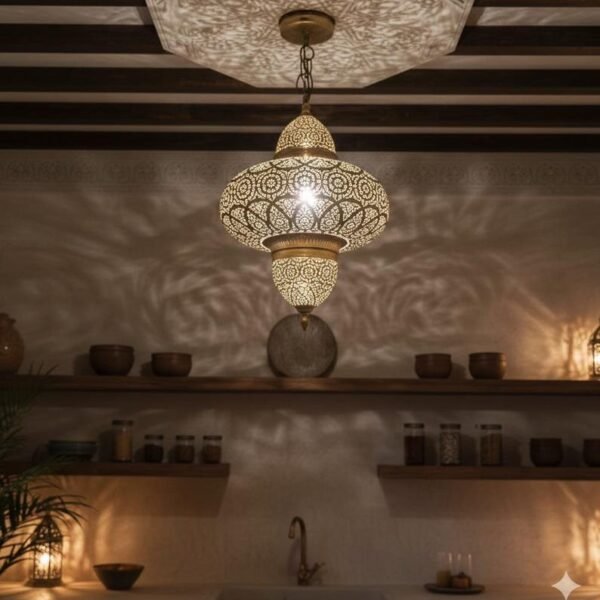 Handmade Moroccan Brass Chandelier Tiered Kitchen Pendant Ceiling Light