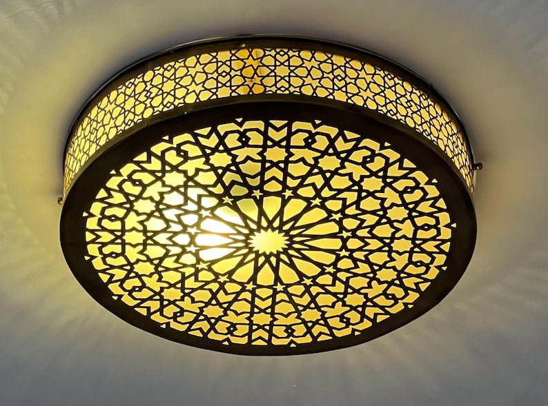 Handmade Moroccan Brass Flush Mount Ceiling Light: Boho Modern Fixture – Duty Free