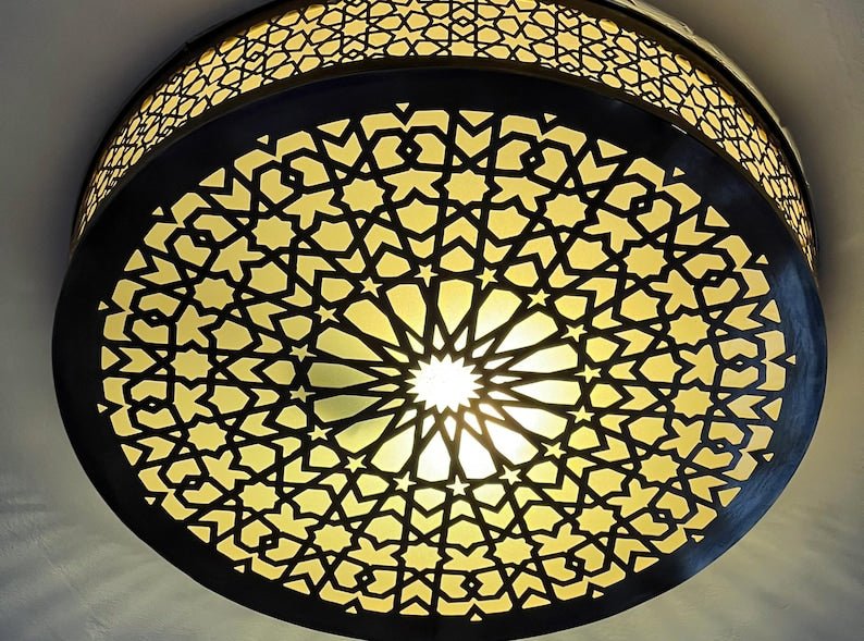 Handmade Moroccan Brass Flush Mount Ceiling Light: Boho Modern Fixture – Duty Free