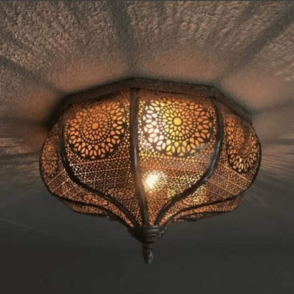 Moroccan Brass Semi-Flush Ceiling Lantern