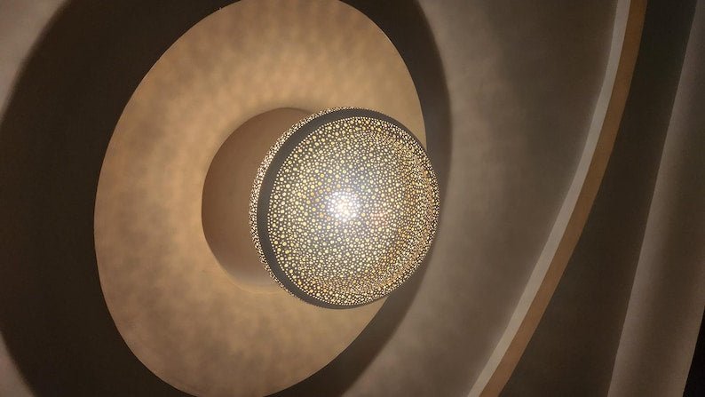 Handmade Moroccan Brass Pendant Light – Spherical Marrakesh Ceiling Lamp, Moroccan Chandelier, Arabian Lighting