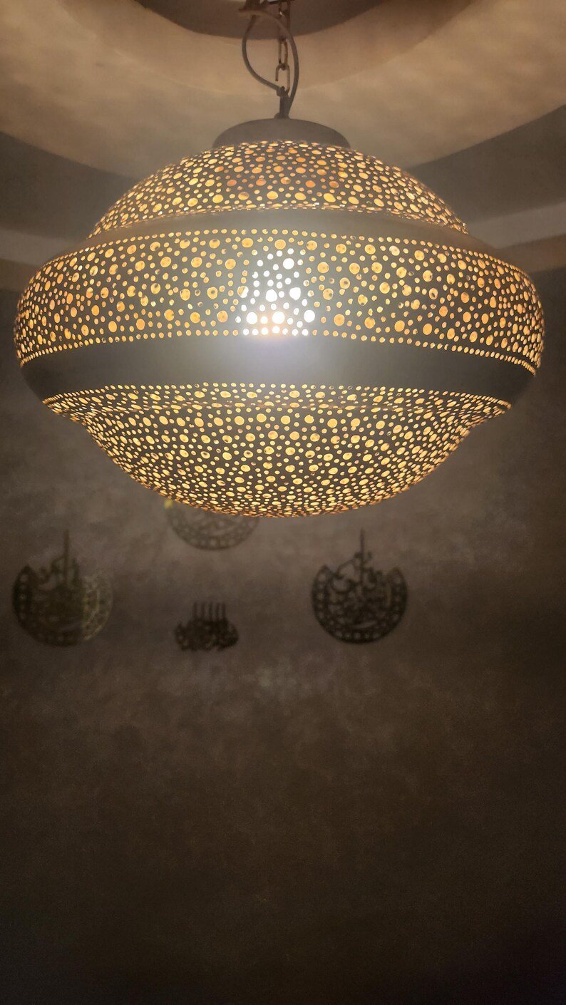 Layered Moroccan Brass Globe Pendant