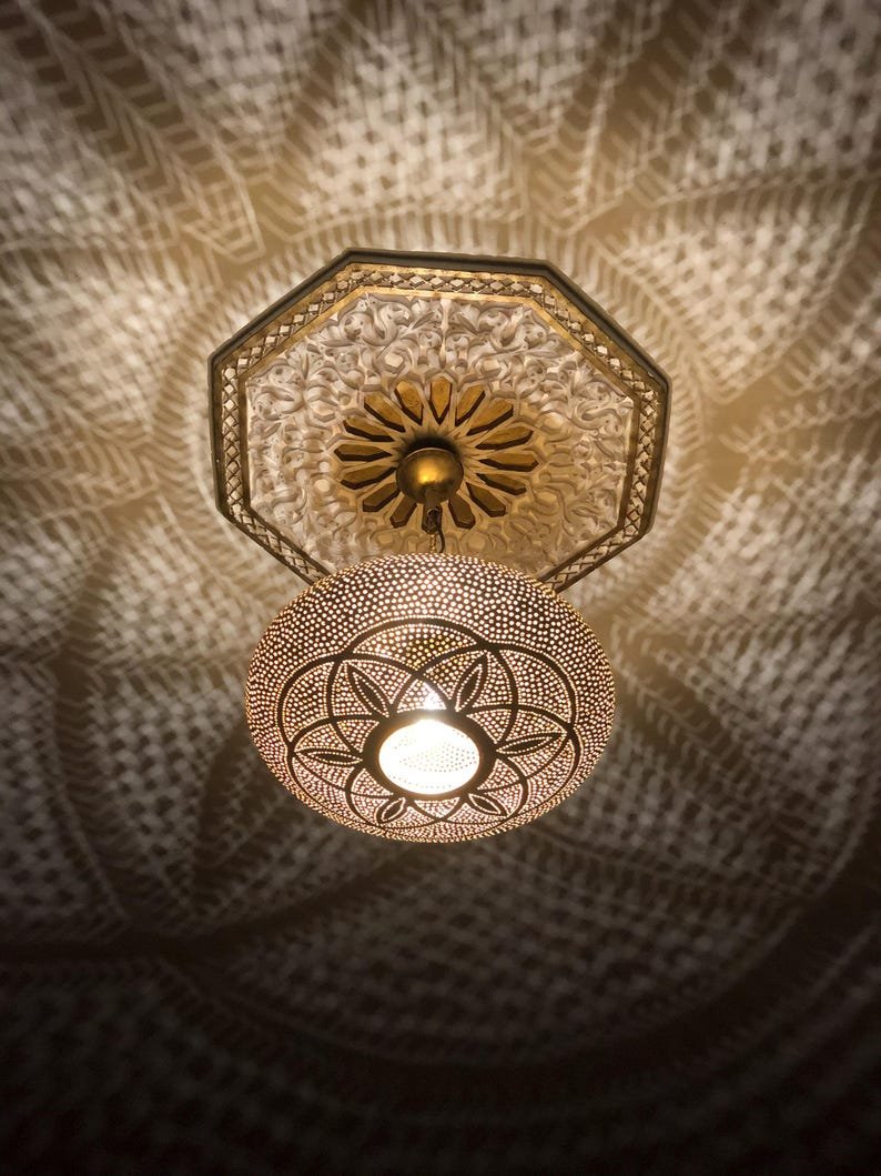 Handmade Moroccan Brass Pendant Light Fixture Rustic Farmhouse Hanging Ceiling Lamp Boho Chandelier for Kitchen, Dining Room & Entryway Handmade Moroccan Brass Pendant Light Fixture Rustic Farmhouse Hanging Ceiling Lamp Boho Chandelier for Kitchen, Dining Room & Entryway