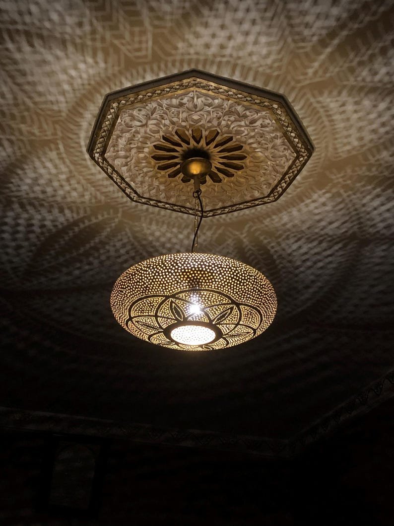 Handmade Moroccan Brass Pendant Light Fixture Rustic Farmhouse Hanging Ceiling Lamp Boho Chandelier for Kitchen, Dining Room & Entryway Handmade Moroccan Brass Pendant Light Fixture Rustic Farmhouse Hanging Ceiling Lamp Boho Chandelier for Kitchen, Dining Room & Entryway