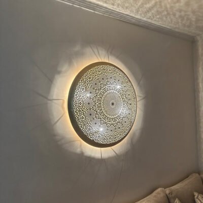 Elegant Moroccan Circle Wall Sconce, Handmade Moroccan wall light Available in Multiple Sizes for any Room, Moroccan lighting, Brass lamp