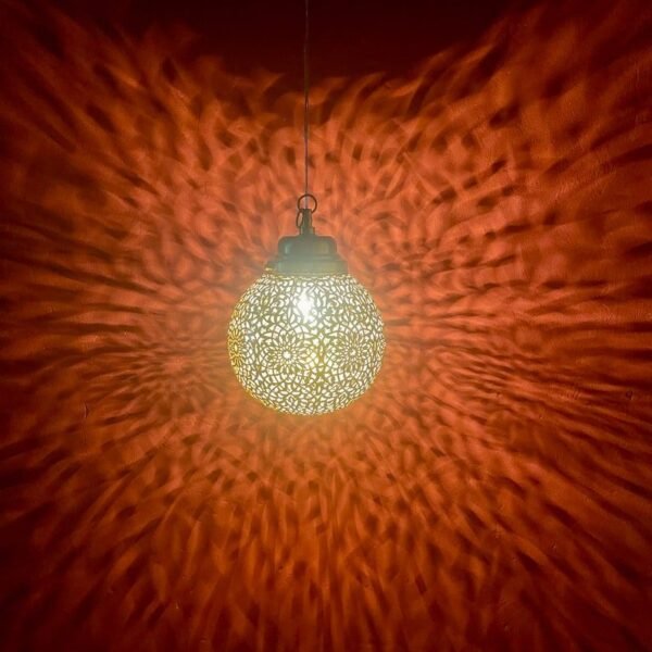 Small Moroccan Brass Globe Pendant