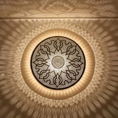 Handmade Moroccan Brass Wall Sconce: Geometric Light Decor
