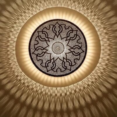 Handmade Moroccan Brass Wall Sconce: Geometric Light Decor