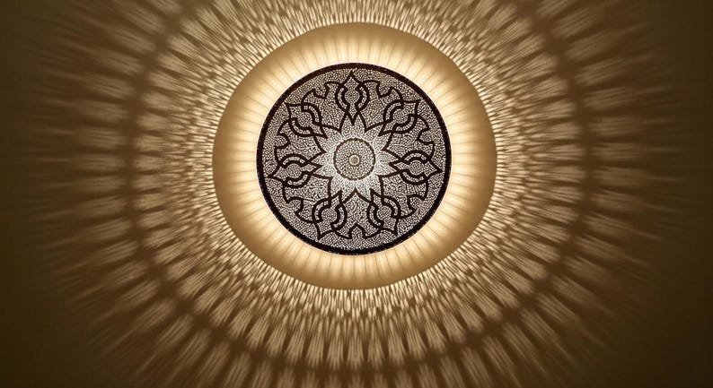 Handmade Moroccan Brass Wall Sconce: Geometric Light Decor