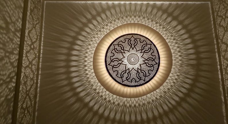 Handmade Moroccan Brass Wall Sconce: Geometric Light Decor