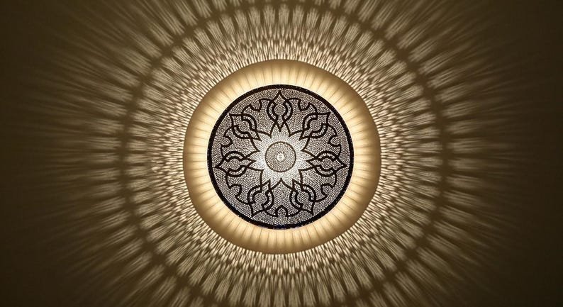 Moroccan Brass Flush Mount Ceiling Light