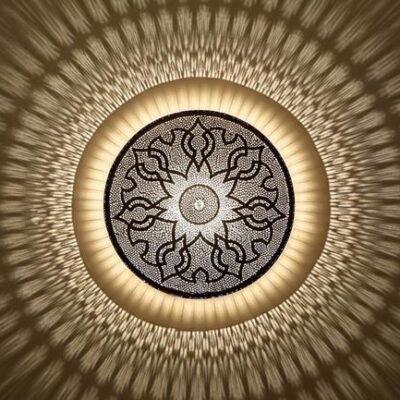 Handmade Moroccan Brass Wall Sconce: Geometric Light Decor