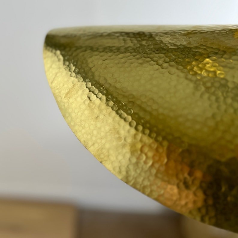 Sculptural Hammered Brass Pendant Light