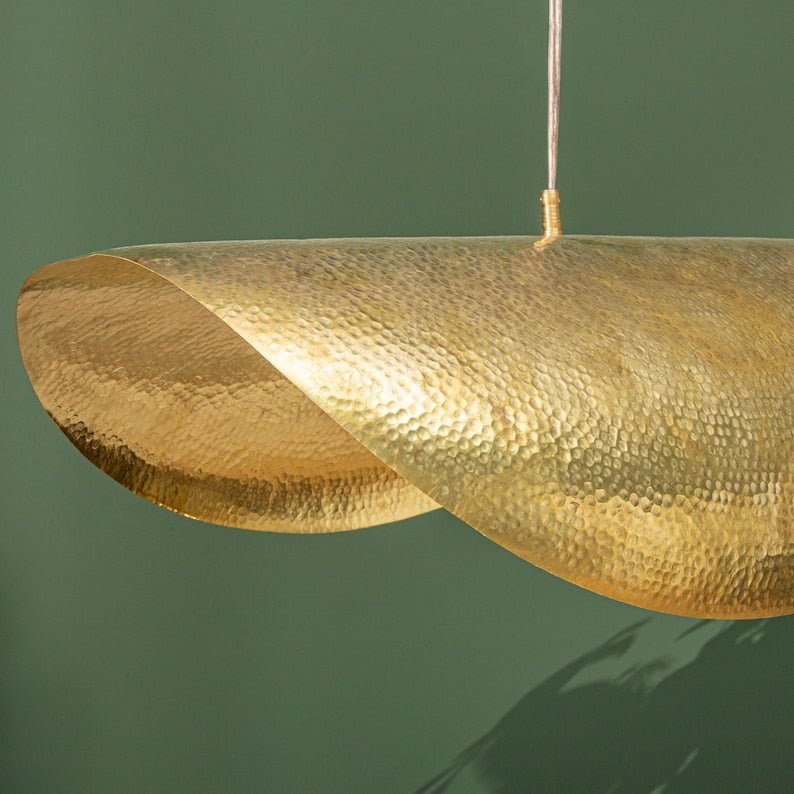 Sculptural Hammered Brass Pendant Light